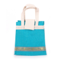 Sky blue design jute tote bag