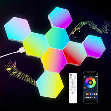 DIY Smart Home RGB Gaming Quantum Lamp - Led Touch Control Hexagon Wall Mounted Night Light