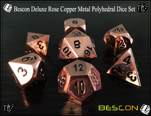 Bescon Deluxe Rose Copper Metal Polyhedral Dice Set-2