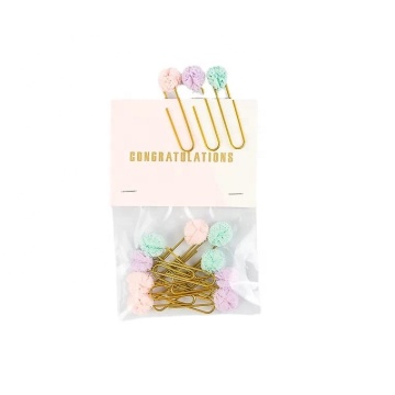 Gold Color Small Round Fabric Paper Clip Kawaii Bookmark