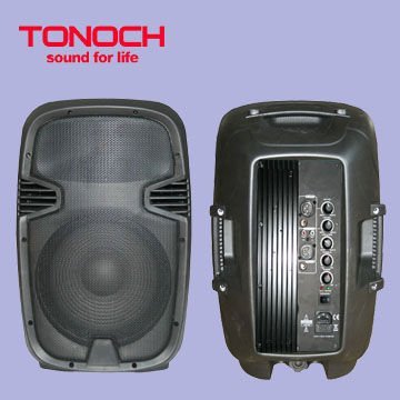 Professional portable battery plastic box speaker, PA system wireless loudspeaker with USB and SD and FM radio functions