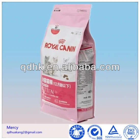 Gusset heat seal plastic bag for cat pet food
