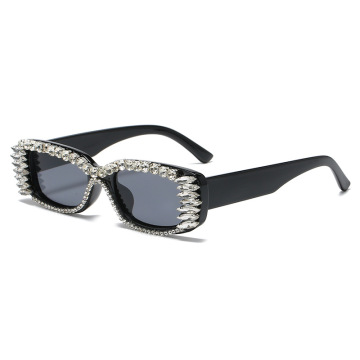 Custom Logo BOOM Rhinestone Diamond Luxury Square Sunglasses
