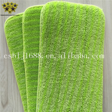 Green Color Stripe Microfiber Mop Heads Mop Pads 80% Polyester 20% Polyamide Twisted Pile Fabric For Home Cleaning