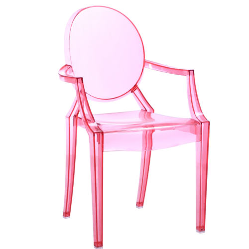 Chaises de fête modernes en cristal avec accoudoir fantôme en plastique