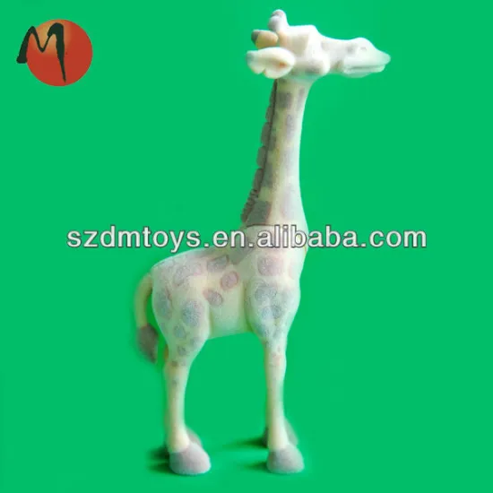 novelty giraffe flocked figurines plastic toy forest animal