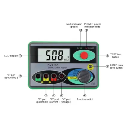 DUOYI DY4100 Ground Resistance Tester - 0-2000 Ohm Megohmmeter