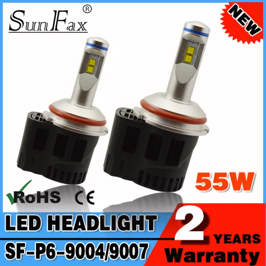 Newest! P6 55W 5200LM led headlight bulb 9007, car auto 9007 led headlight bulbs yellow