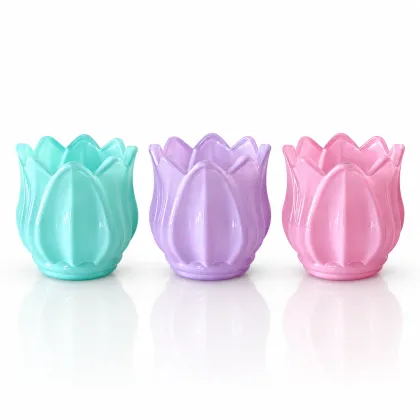 Colored Tulip Glass Candle Holder