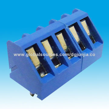 PCB Screwless Terminal Block with 5.0/5.08mm Pitch, Blue-colored Housing, 2 to 24 Poles Available