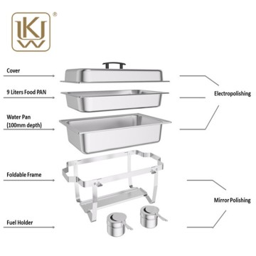 Servidores de platos de chafing de buffet caliente de acero inoxidable F433