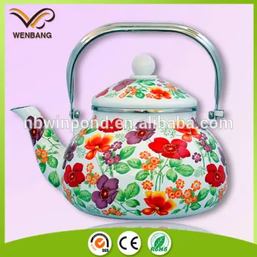 Full printing enamel ss handle tea kettle