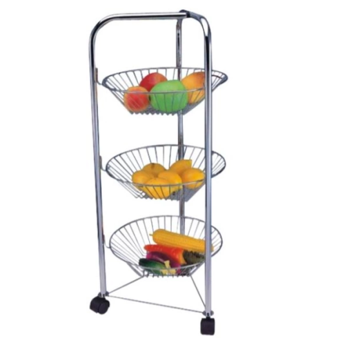 carrello triangolare con cesti di frutta