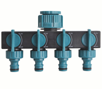 Plastic 4-Way Garden Tap Water Splitter with Quick Connectors: Efficient Water Distribution Solution