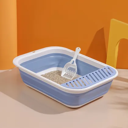 Space-Saving Silicone Foldable Cat Litter Box