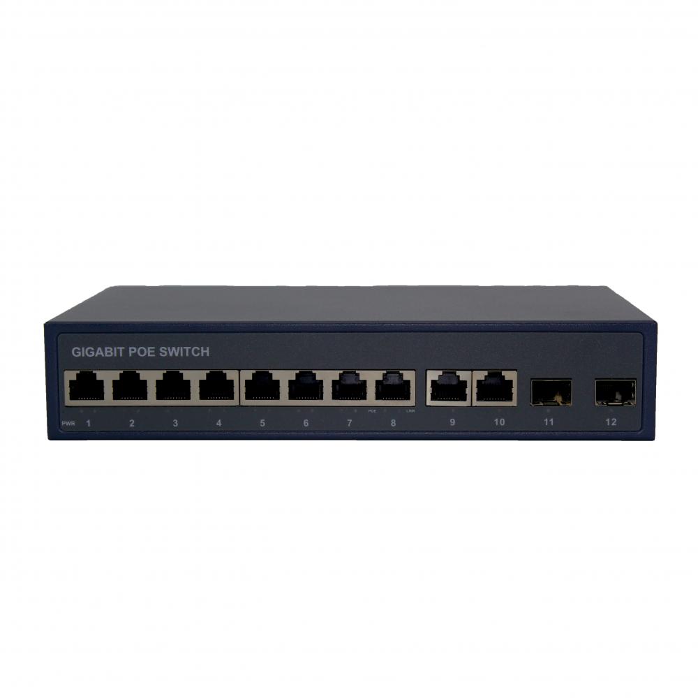 8 المنافذ Ethernet Poe Switch 2RJ45 2SFP