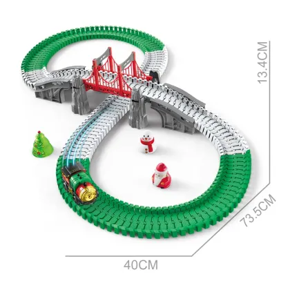 Classic Christmas Electric Railway Train Set with Track and Slot Toys