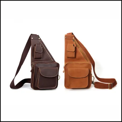 Vintage genuine leather men sling bag