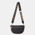 Trendy fanny pack pure color embroidered pu leather practical crossbody bag mobile phone waist belt bag women