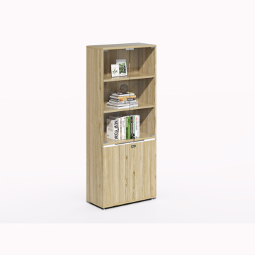 Modern Wooden Bookcase with Glass Door and Locker for Office, Home, and More