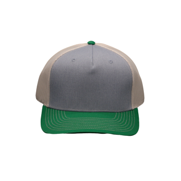 Трехцветная бейсболка из сетчатой ​​ткани зеленого, серого и цвета шампанского
