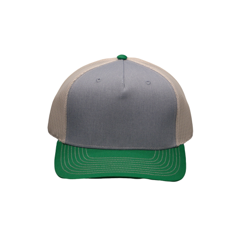 Трехцветная бейсболка из сетчатой ​​ткани зеленого, серого и цвета шампанского