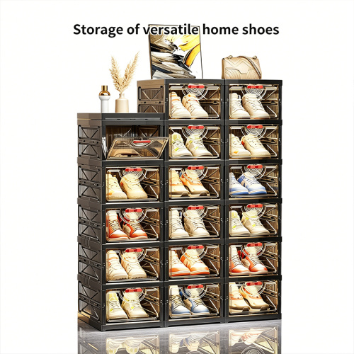 Retro Black Folding Shoe Cabinet for Modern Storage