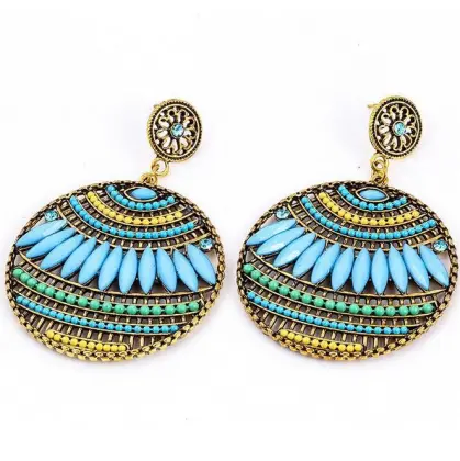 Heavy Behemian earrings, champagne colored jewelry earrings