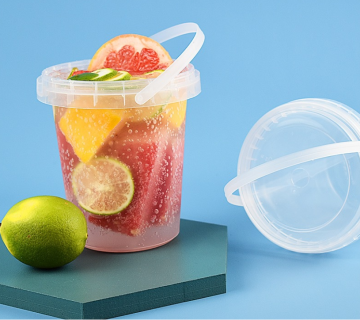 High Quality Disposable Plastic Buckets - 16oz, 24oz, 32oz for Fruit and Milk Tea