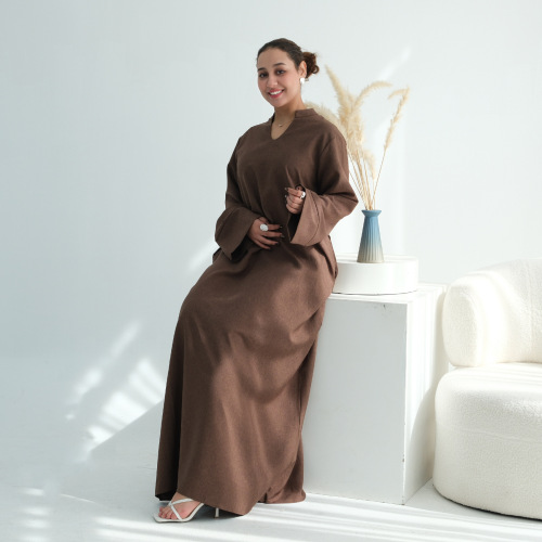 لباس کتانی بسته Abaya روپوش گشاد مینیمالیست