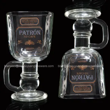 11OZ Cut Glass Coffee Mugs Fotball Glass Cup With Handle