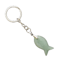 Natural Stone Fish Pendant Key Chain Gemstone Animal Key Ring Approx 20X38MM)