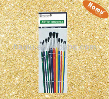 Black Wool Plastic Colorful Artist Brush