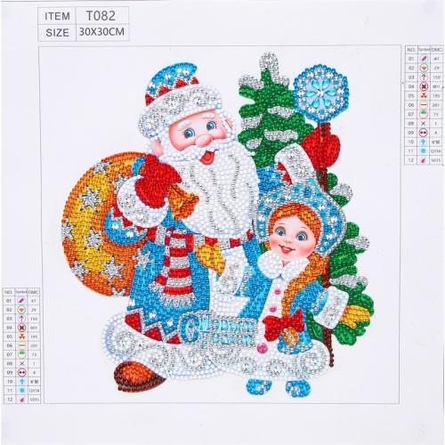 Pintura de diamante de Papai Noel e menina atacado