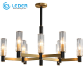 LEDER Glass White And Gold Chandelier