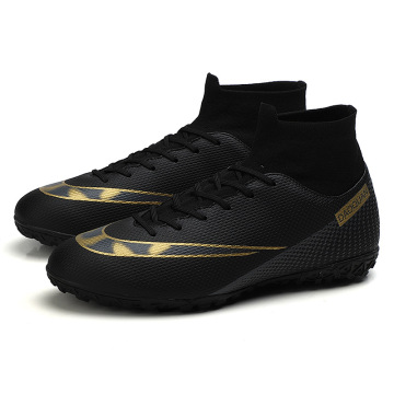 Großhandel High-Top TF gebrochener nagelschwarzer Fußballstiefel Größe 46