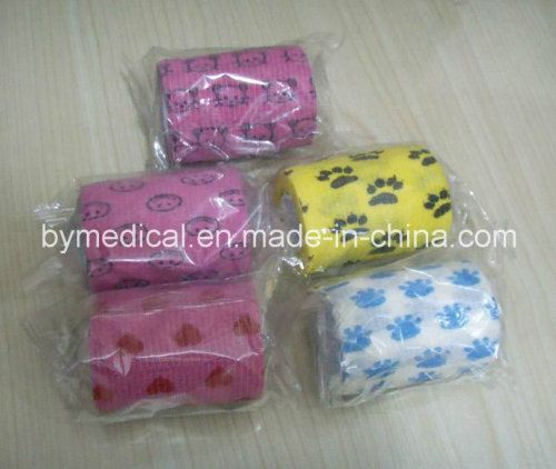 Veterinary Animal Patterned Non Woven Cohesive Elastic Pet Bandage