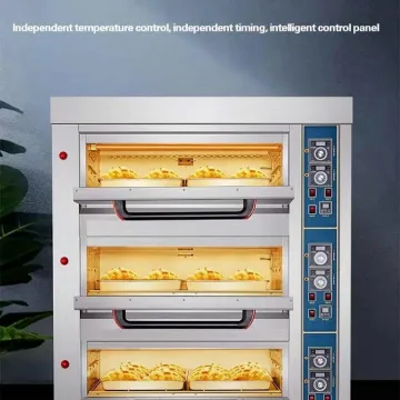 Double-Layer Insulated Glass Commercial Oven 250L Three-Layer Nine-Tray Deck Oven