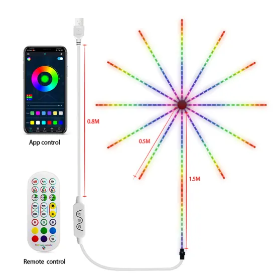 Smart Indoor RGB Color Changing LED Firework Lights for Bedroom Parties and Christmas Decorations