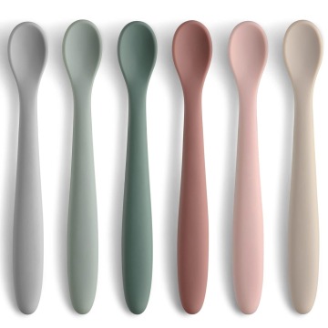Custom Color Logo Food Grade Silicone Spoon for Baby Flexible Tableware