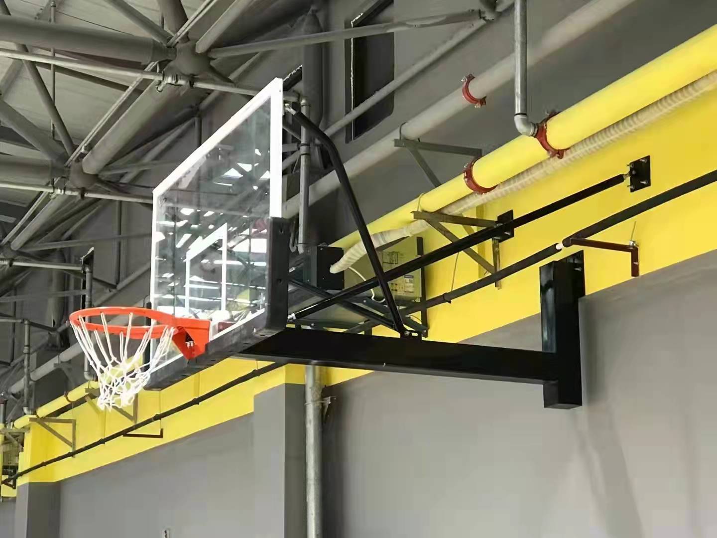 Fixed wall mounted basketball hoop stand