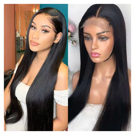 4*4 13*6 hd lace frontal pre plucked straight wigs gluelesss 100% raw indian virgin human hair lace front  afro for black women