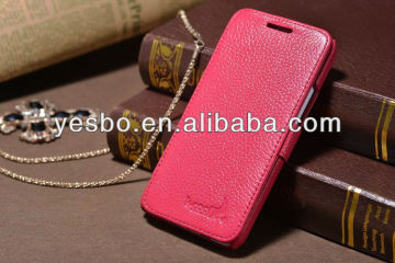 high quality genuine leather case for HTC M7 with card slot