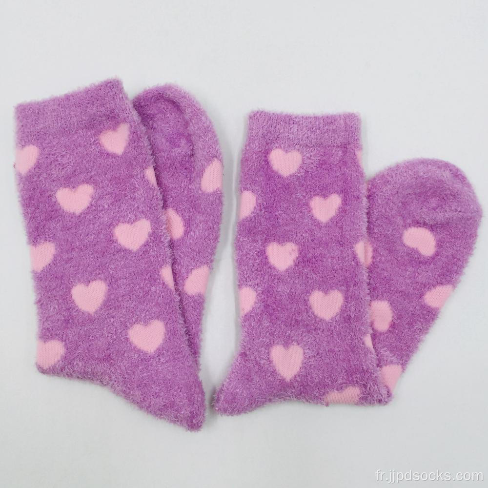 Chaussettes de chaleur violette en fil pour plumes