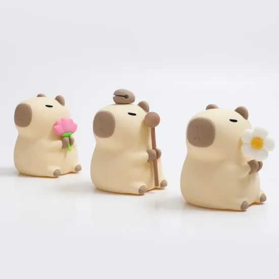 USB Rechargeable Silicone Capybara Night Light - Cute Children's Bedside Lamp