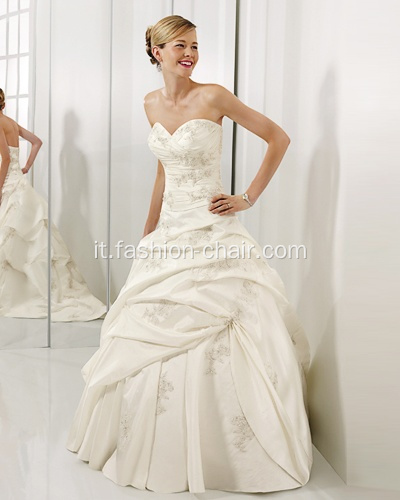 A Line Sweetheart Long Train Tulle Suzhou Abito da sposa 2014