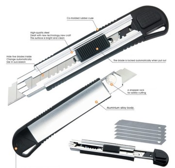 aluminium alloy body utility cutter of five running blades