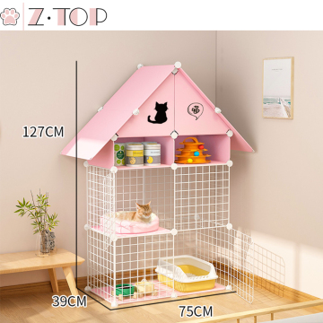 Multi-Layer Metal Pet Cage for Cats and Small Animals