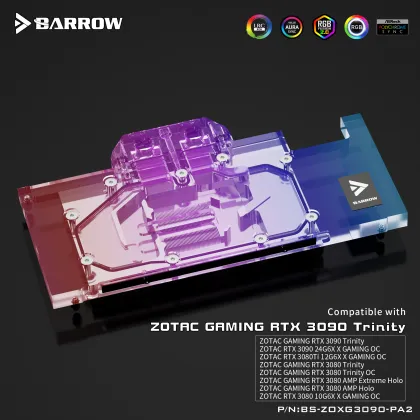 Barrow GPU Active Backplate Water Block for ZOTAC RTX 3090/3080Ti