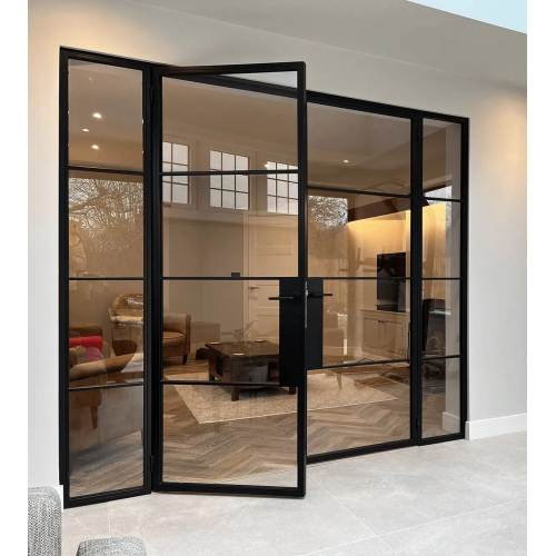 Минималистская алюминиевая рама, стеклянная дверь